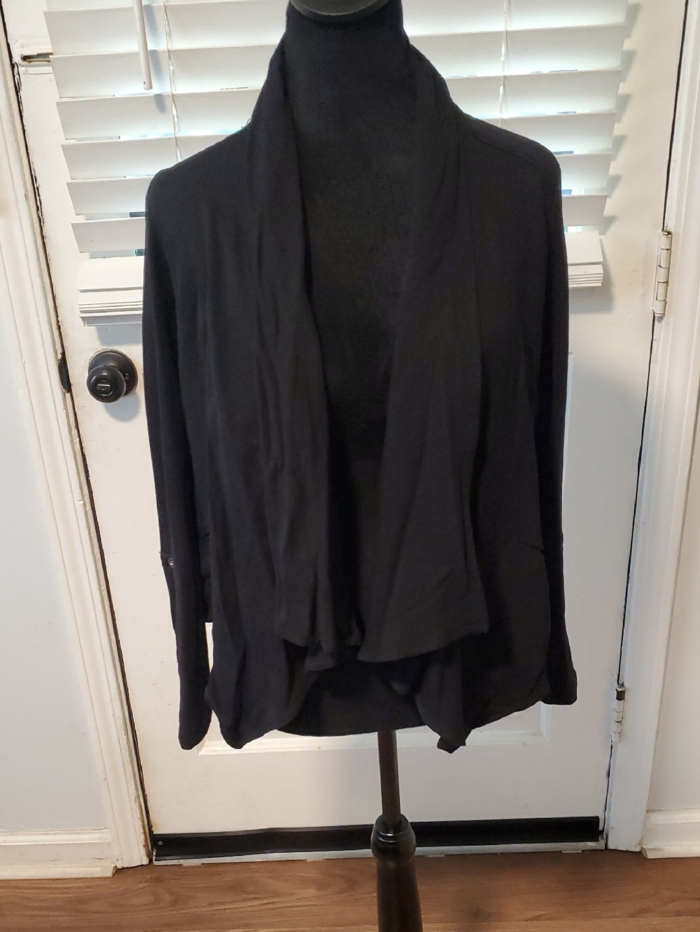 dolan Black Draped Open-Front Women's Cardigan